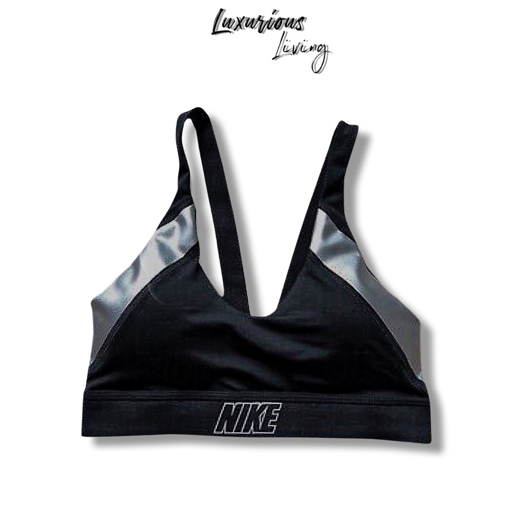 Nike Indy Metallic Padded Black Metallic Silver Sports Bra, Extra Large (XL)
